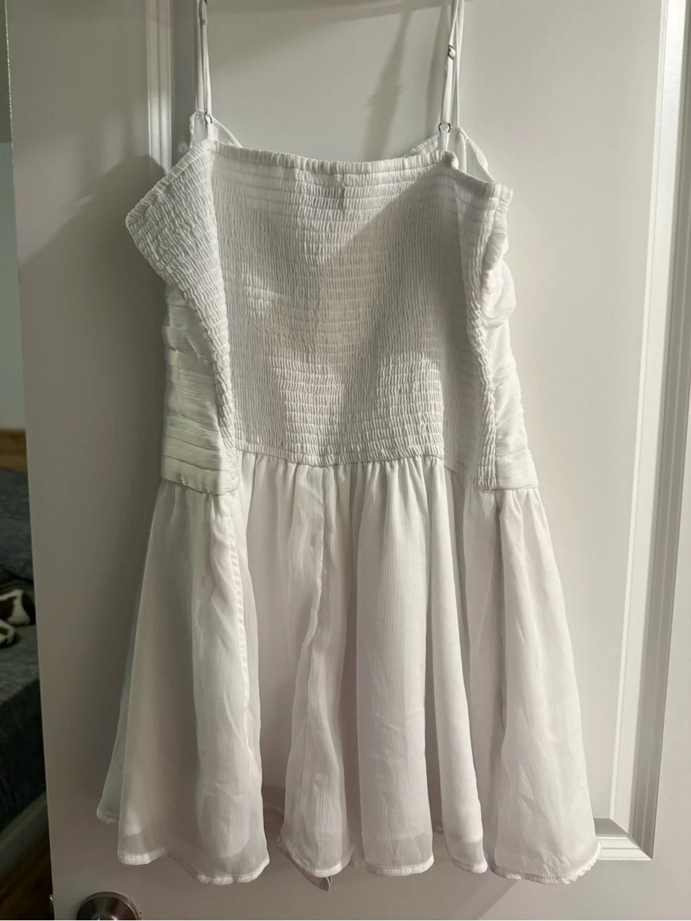 Hollister White Pleated Bodice Spaghetti-Strap Dress